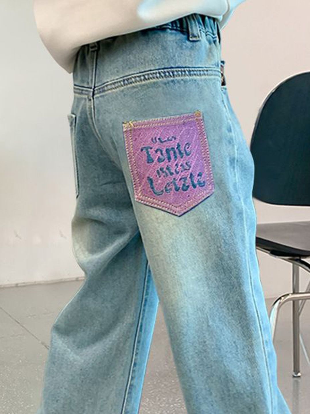 YK Girls Comfort Relaxed Fit High-Rise Light Fade Cotton Jeans