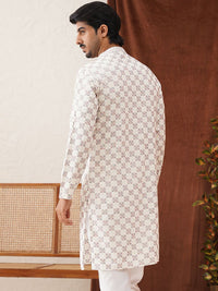 Jompers Men Geometric Embroidered Sequinned Kurta