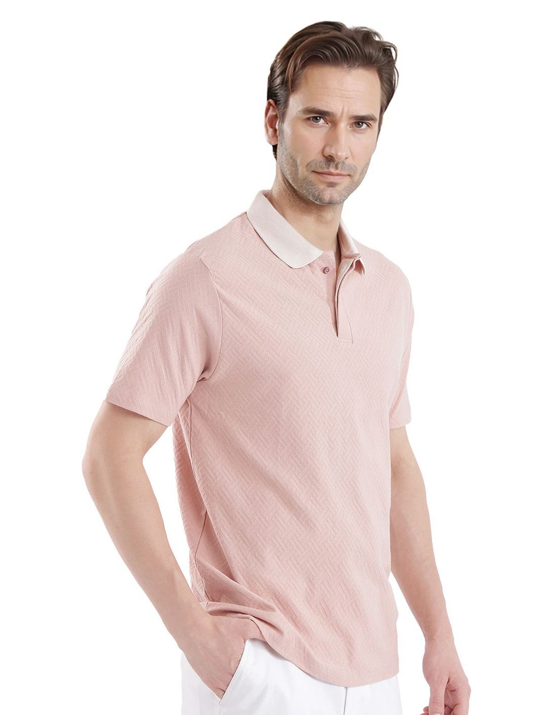 RARE RABBIT Men Solid Polo Collar Cotton T-shirt