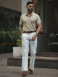 Powerlook Men Solid Polo Collar Cotton T-shirt