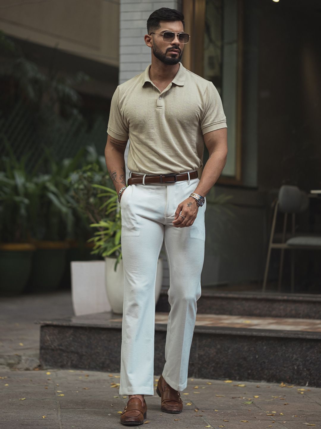 Powerlook Men Solid Polo Collar Cotton T-shirt