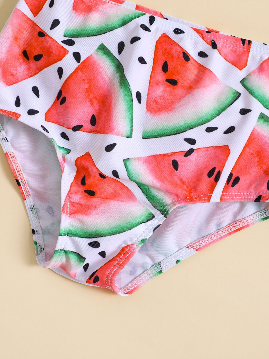 YK Girls Watermelon Printed One Shoulder Swim Bikini Set