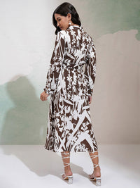 Vishudh Floral Printed Fit & Flare Midi Dress