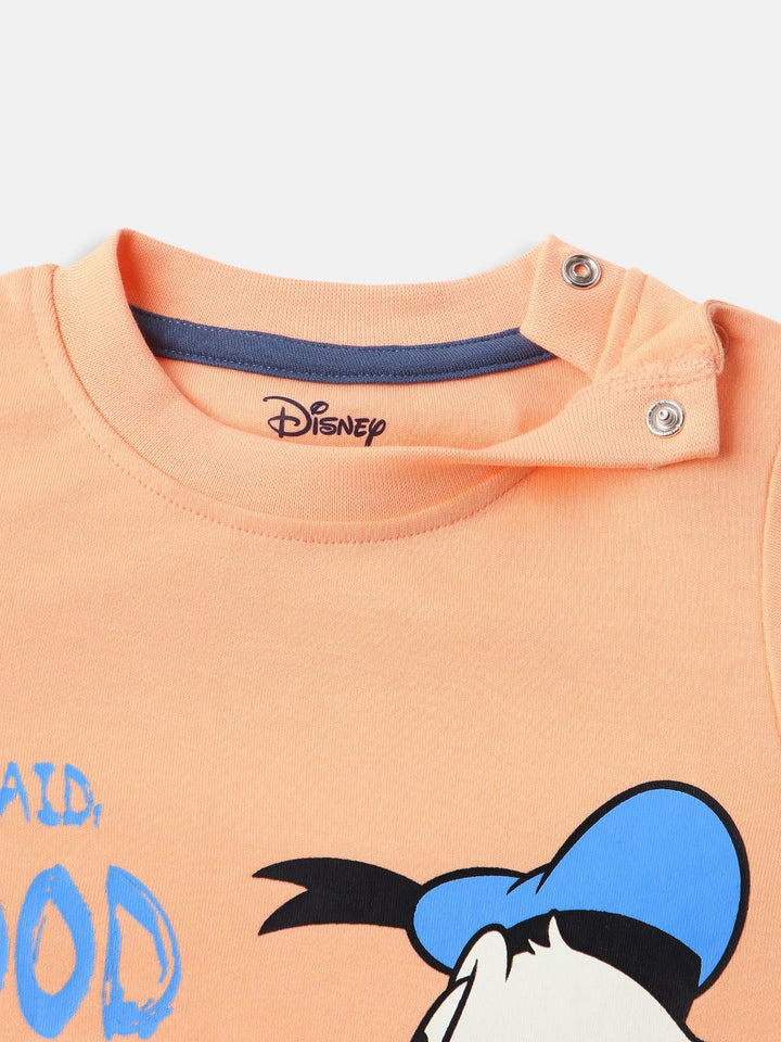 NautiNati Disney Donald Duck Baby Boys Orange Pure Cotton T Shirt