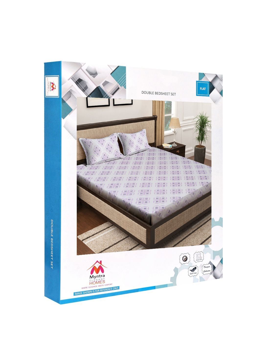 Myntra Elegant Homes White Floral Cotton 400 TC King Superfine Bedsheet dengan 2 Sarung Bantal-98 x 89 inci