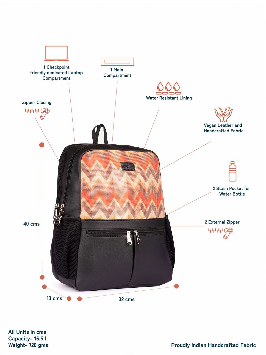 ZOUK Unisex Textured Synthetic Backpacks