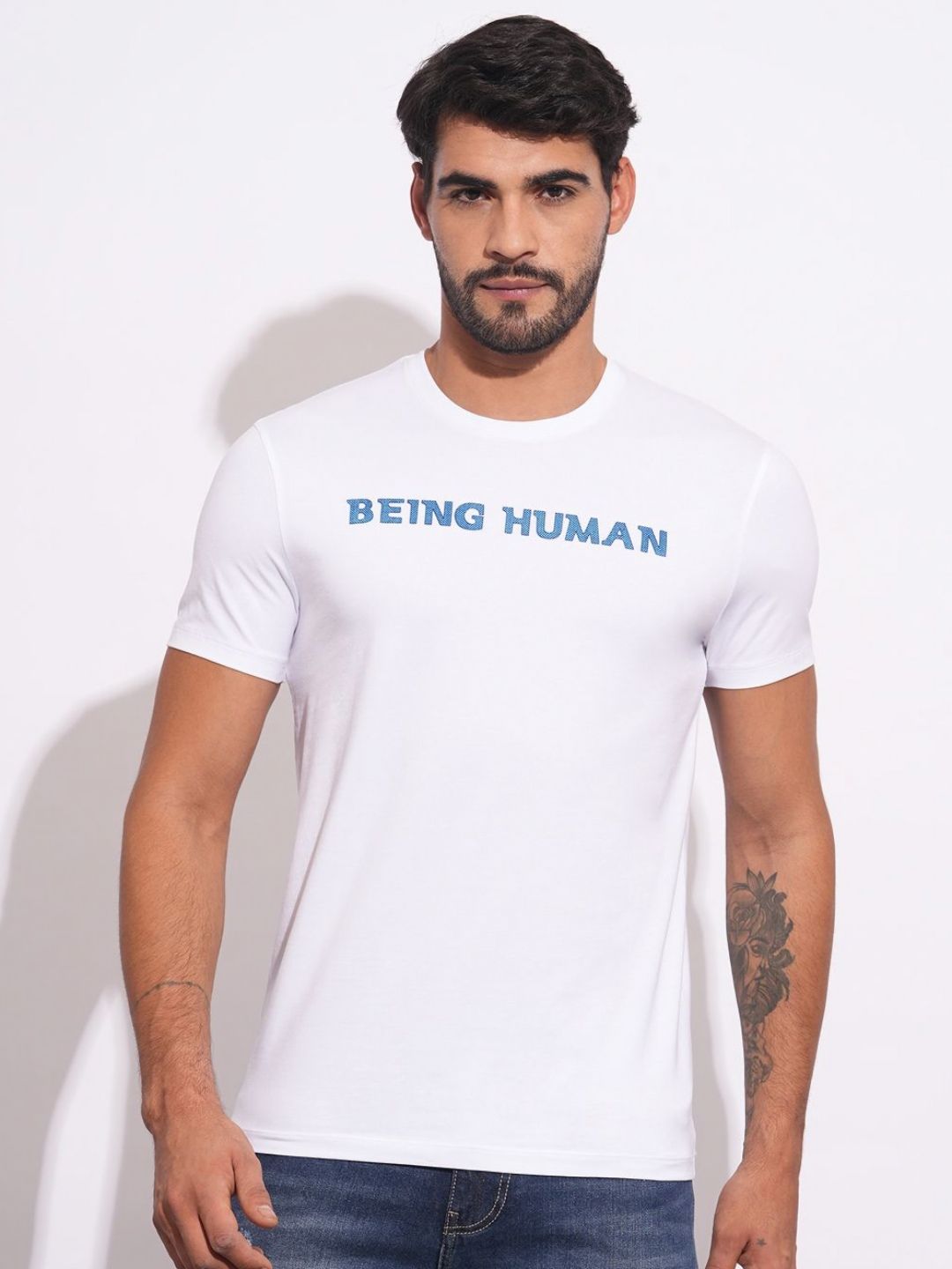 Being Human Men Brand Logo Printed Slim Fit T-shirt