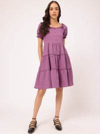 DressBerry Textured Luxe Frill Detail Tiered Dress