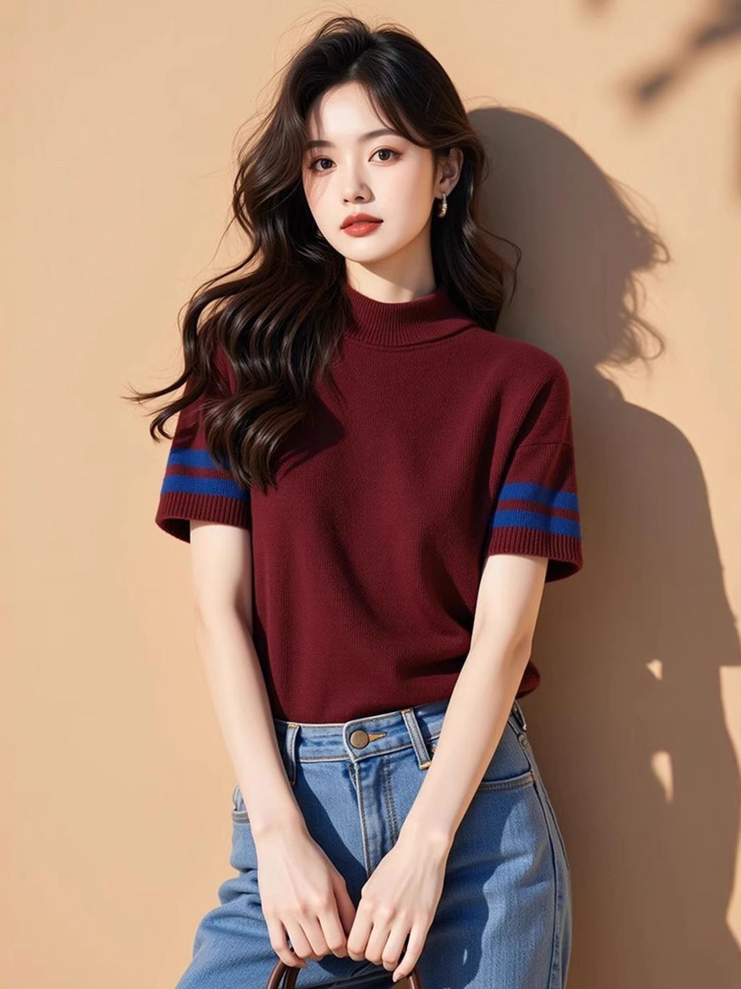 DressBerry Round Neck Placement Cotton T-shirts