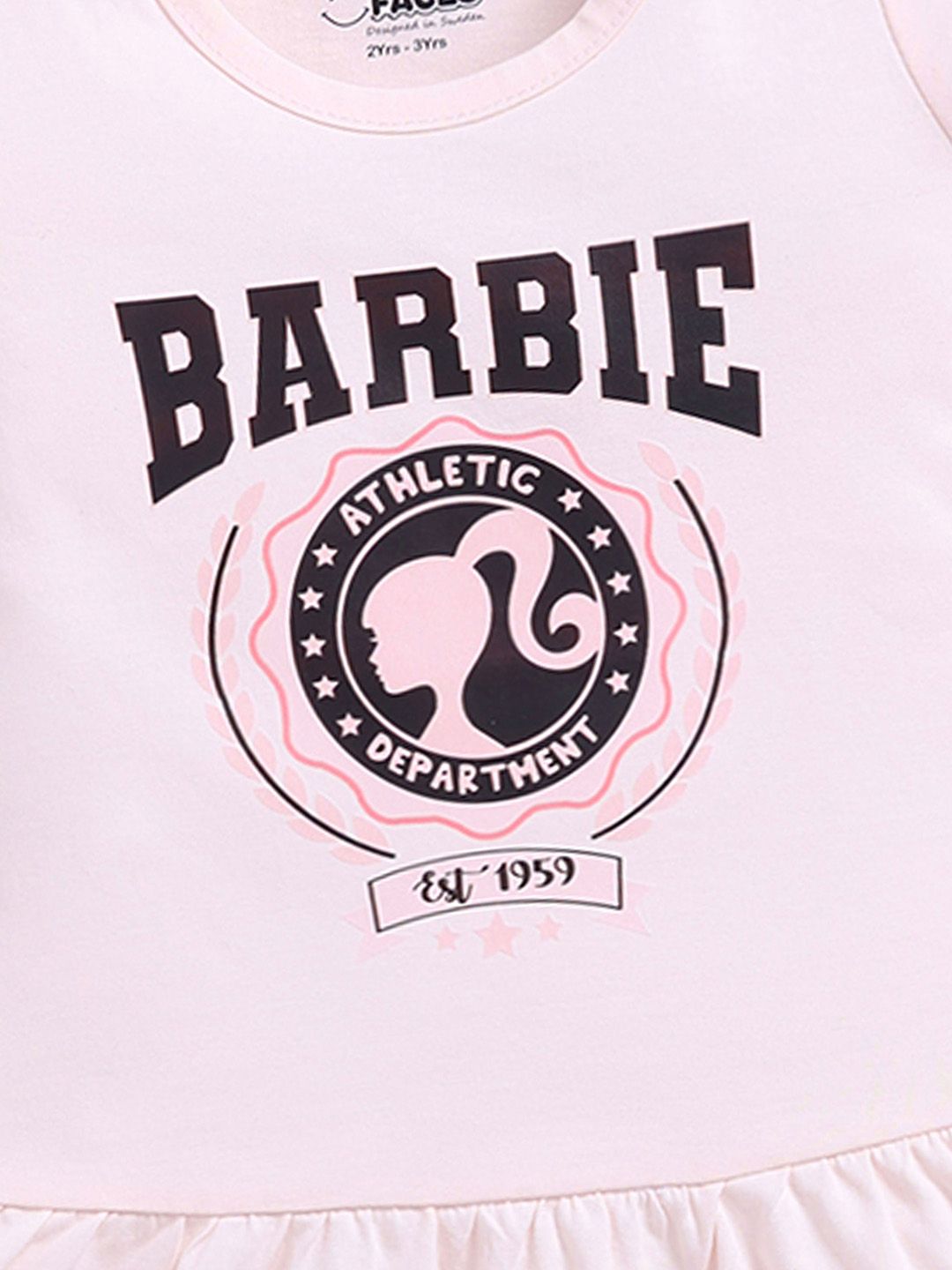 Happy Faces Girls Barbie Printed Pure Cotton Fit & Flare Dress