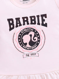 Happy Faces Girls Barbie Printed Pure Cotton Fit & Flare Dress
