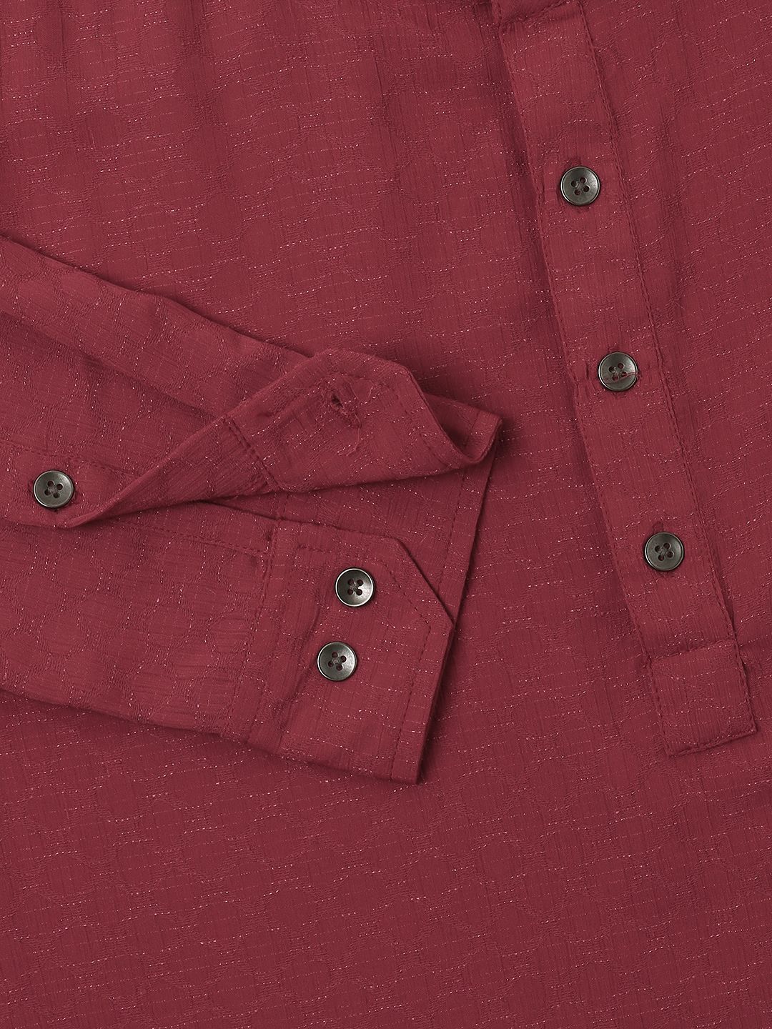 VASTRADO Woven Design Mandarin Collar Straight Short Kurta