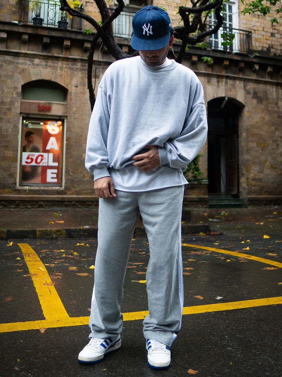 Powerlook Men Striped Relaxed Fit Pure Cotton Track Pants