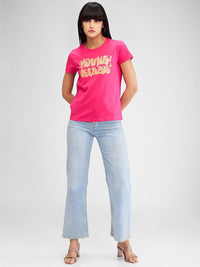 SPYKAR Typography Applique T-shirt