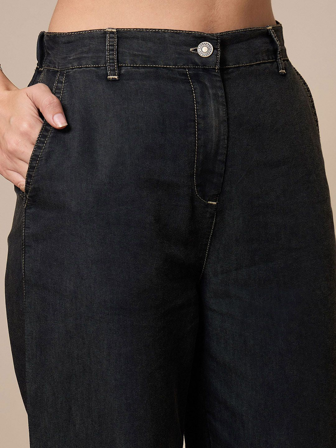 SASSAFRAS worklyf Pure Cotton Peplum Top With Straight Trouser