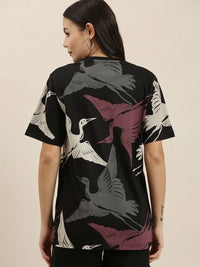 Difference of Opinion Women Conversational Printed Round Neck Cotton Oversized T-Shirt