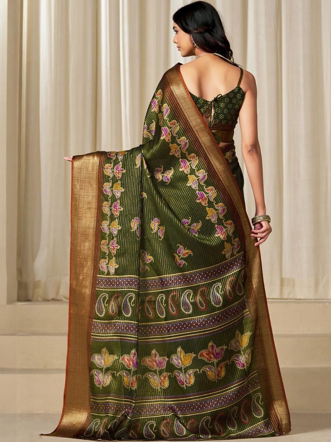 KALINI Woven Design Zardozi Silk Blend Patola Saree