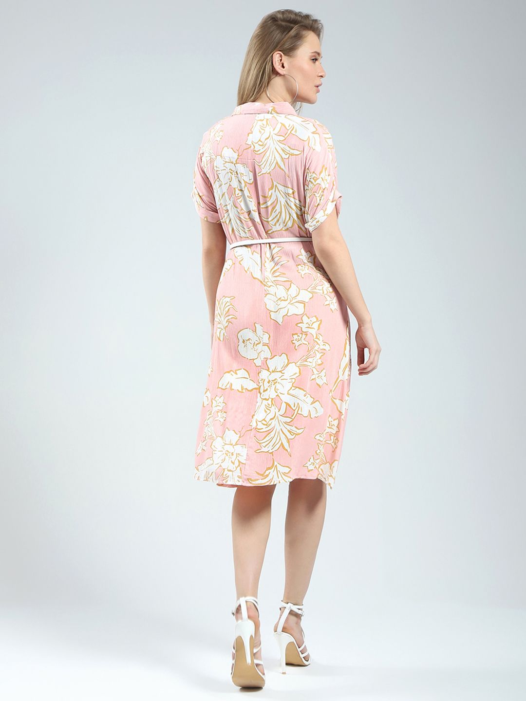 Monte Carlo Floral Print Belted Shirt Dress