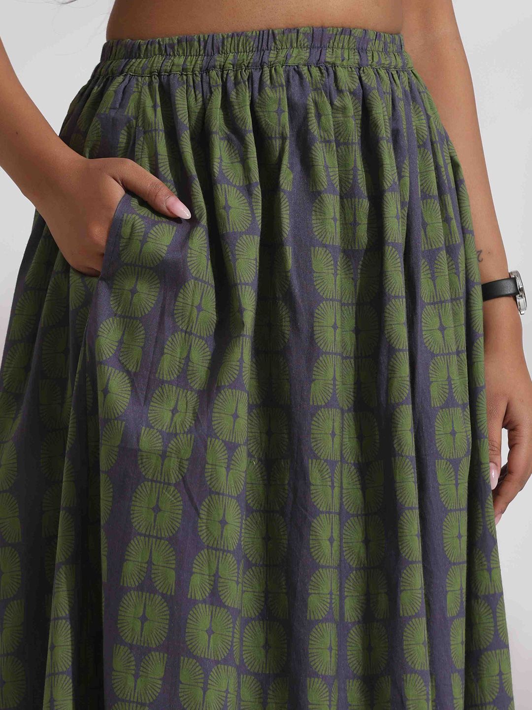 trueBrowns Geometric Printed Pure Cotton Top With Skirts