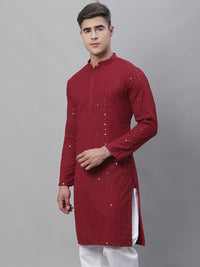 SOJANYA Ethnic Motifs Embroidered Sequinned Pure Cotton Kurta