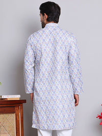 Jompers Geometric Printed Mandarin Collar Straight Kurta