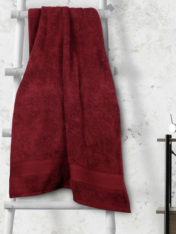 MYTRIDENT Maroon Cotton 500 GSM Bath Towel