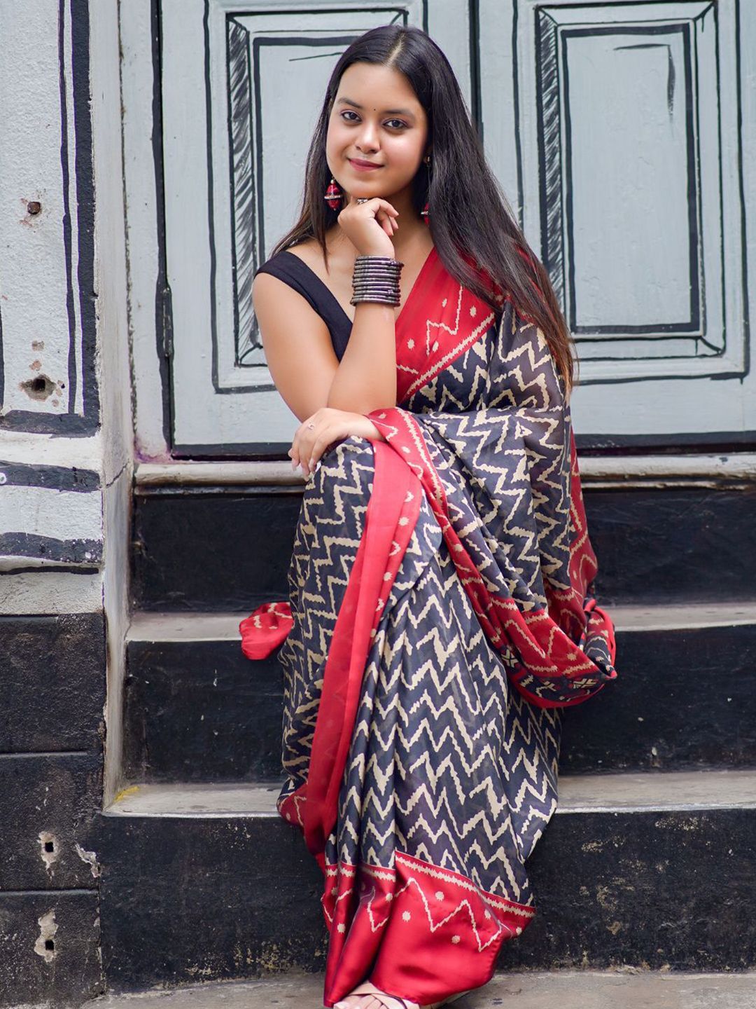 KALINI Ethnic Motifs Poly Georgette Saree