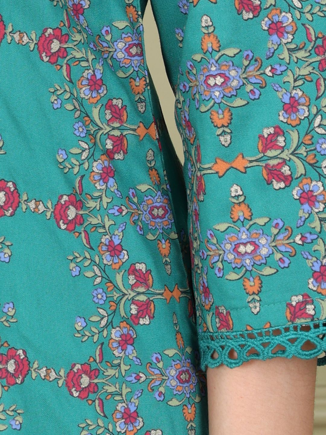 W Women Floral Printed Flared Sleeves Kurta