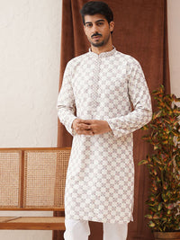 Jompers Men Geometric Embroidered Sequinned Kurta