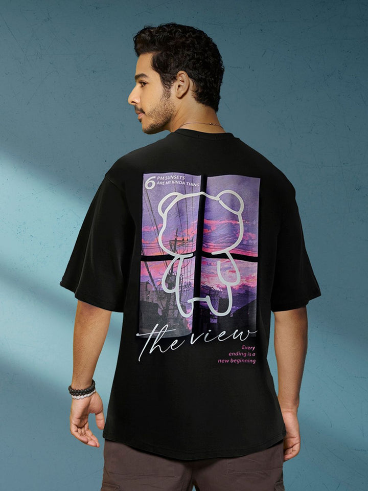 Bewakoof Graphic Printed Drop-Shoulder Sleeves Oversized Pure Cotton T-shirt