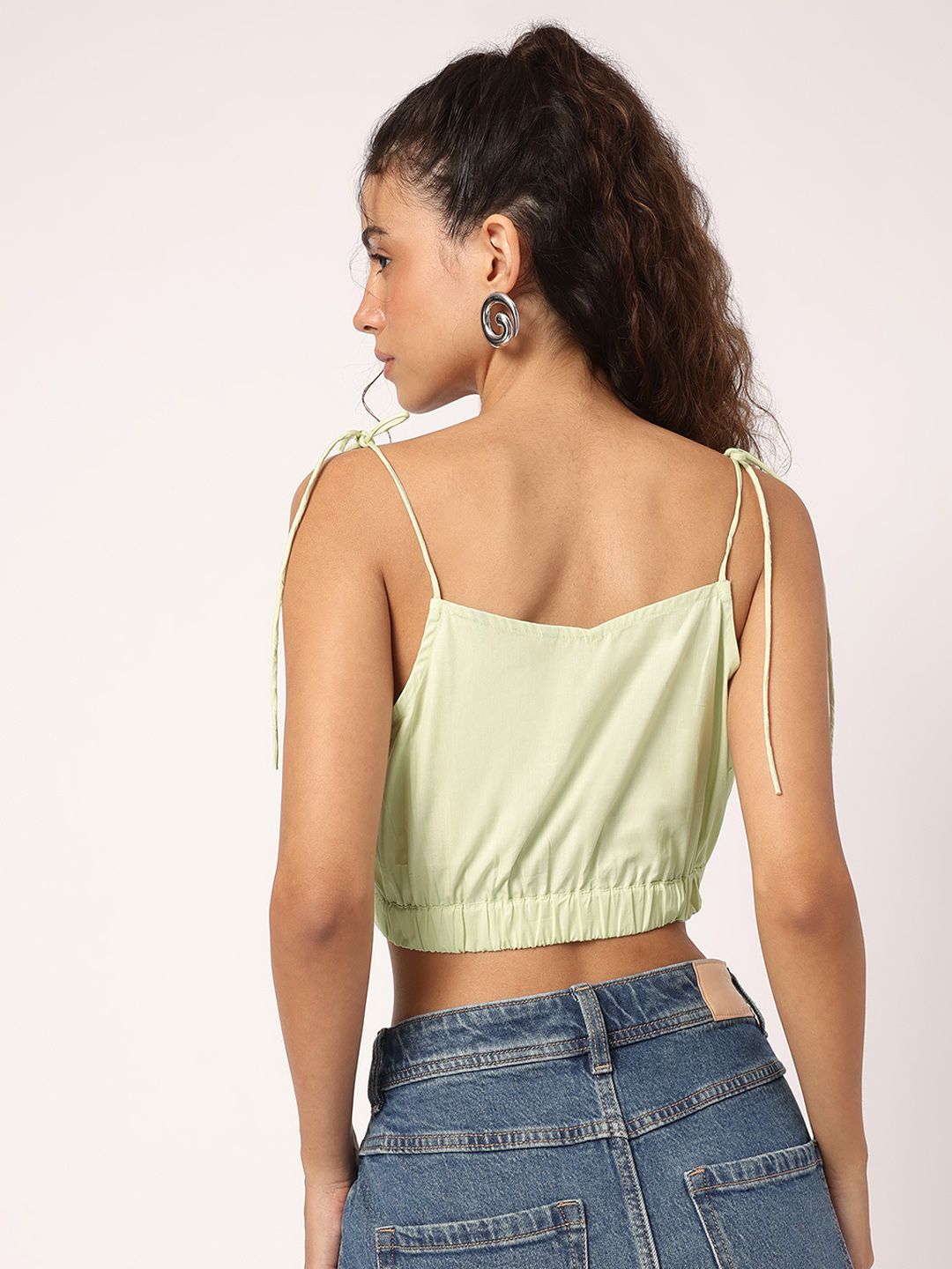 DressBerry Matcha Magic Cinched Waist Crop Top