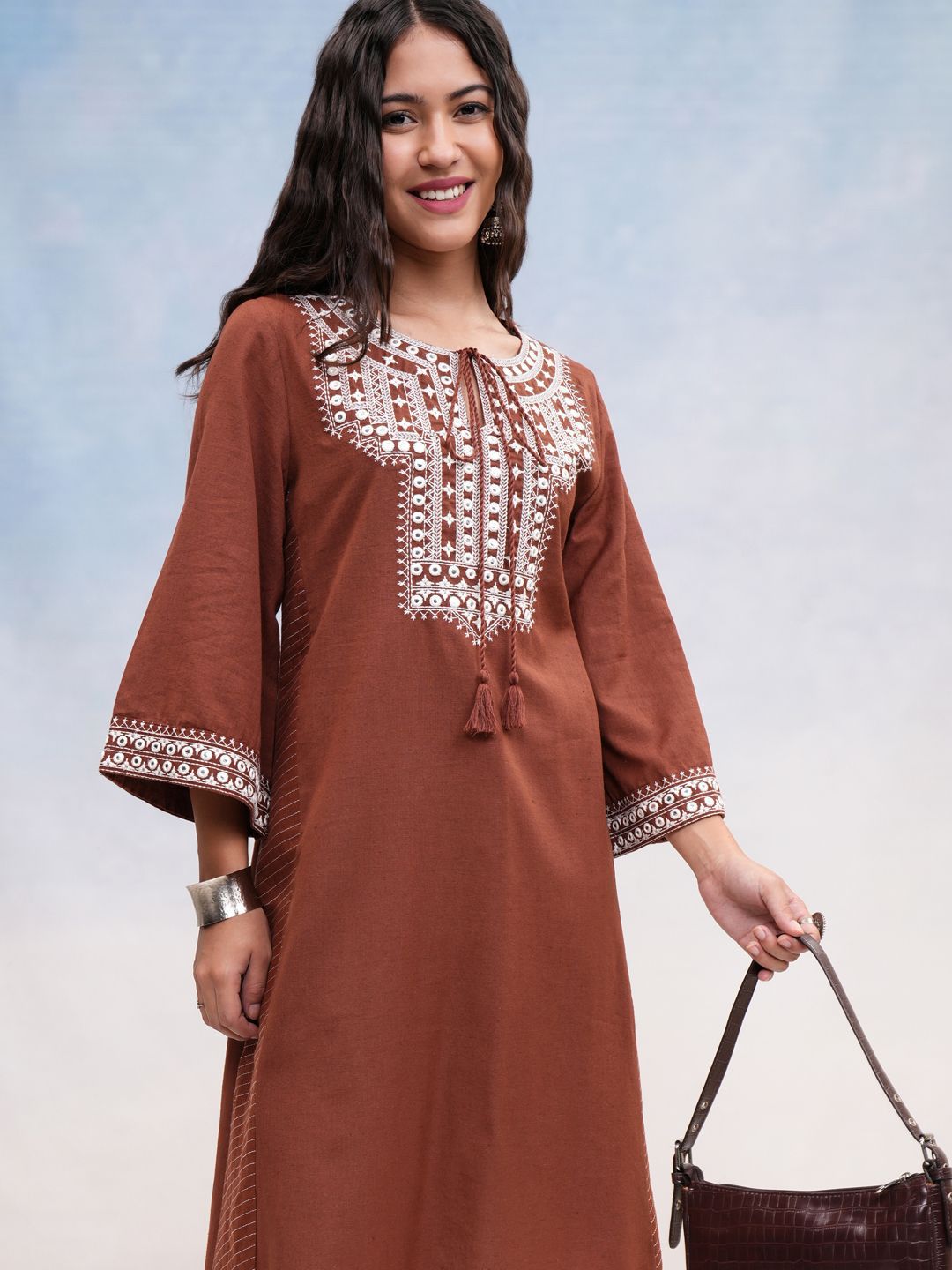 Vishudh Geometric Embroidered A Line Kurta