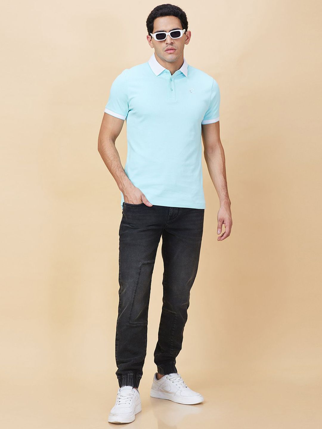 Being Human Men Solid Polo Collar Cotton T-shirt