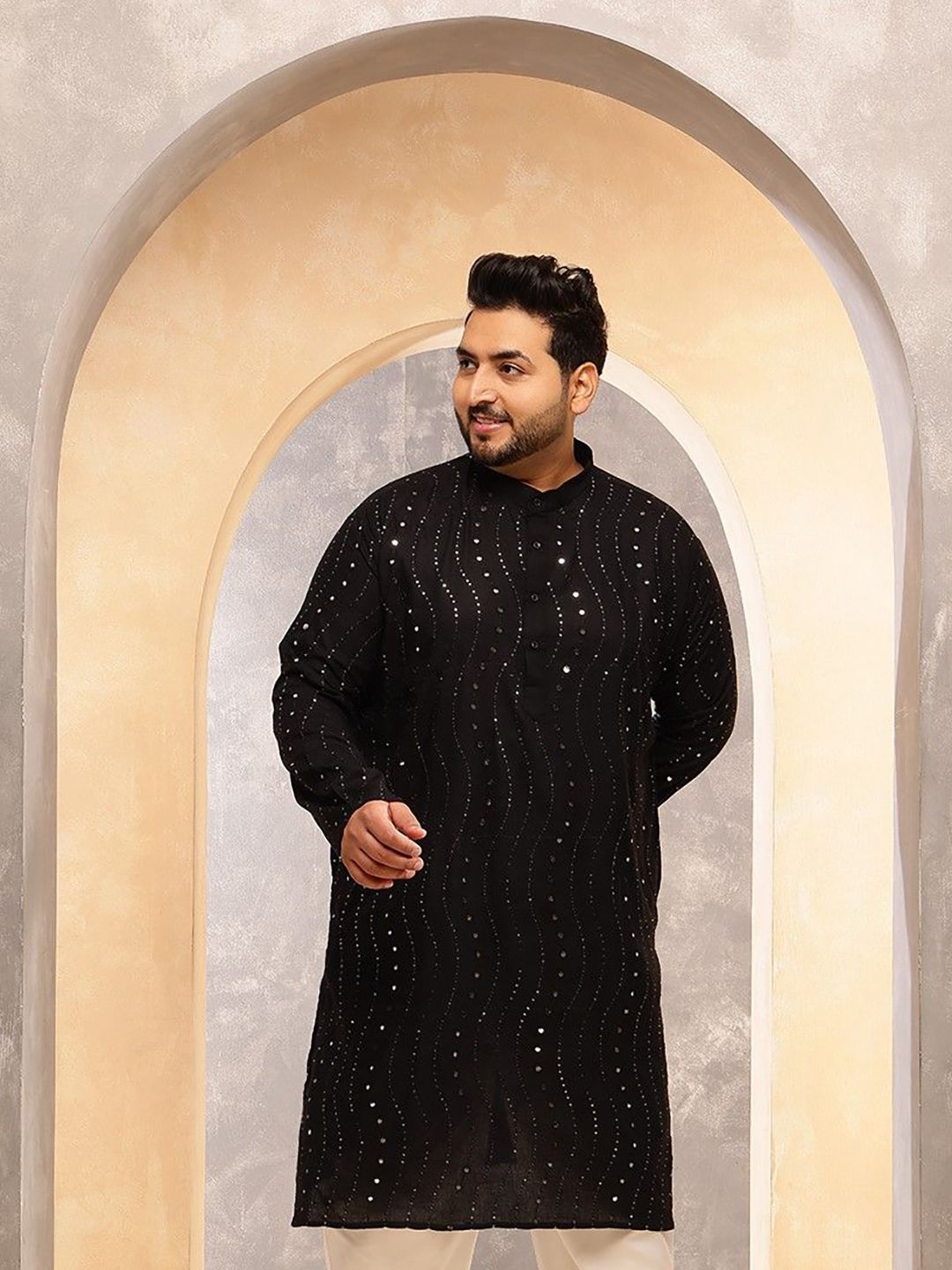SOJANYA PLUS Lelaki Plus Size Sulam Kurta