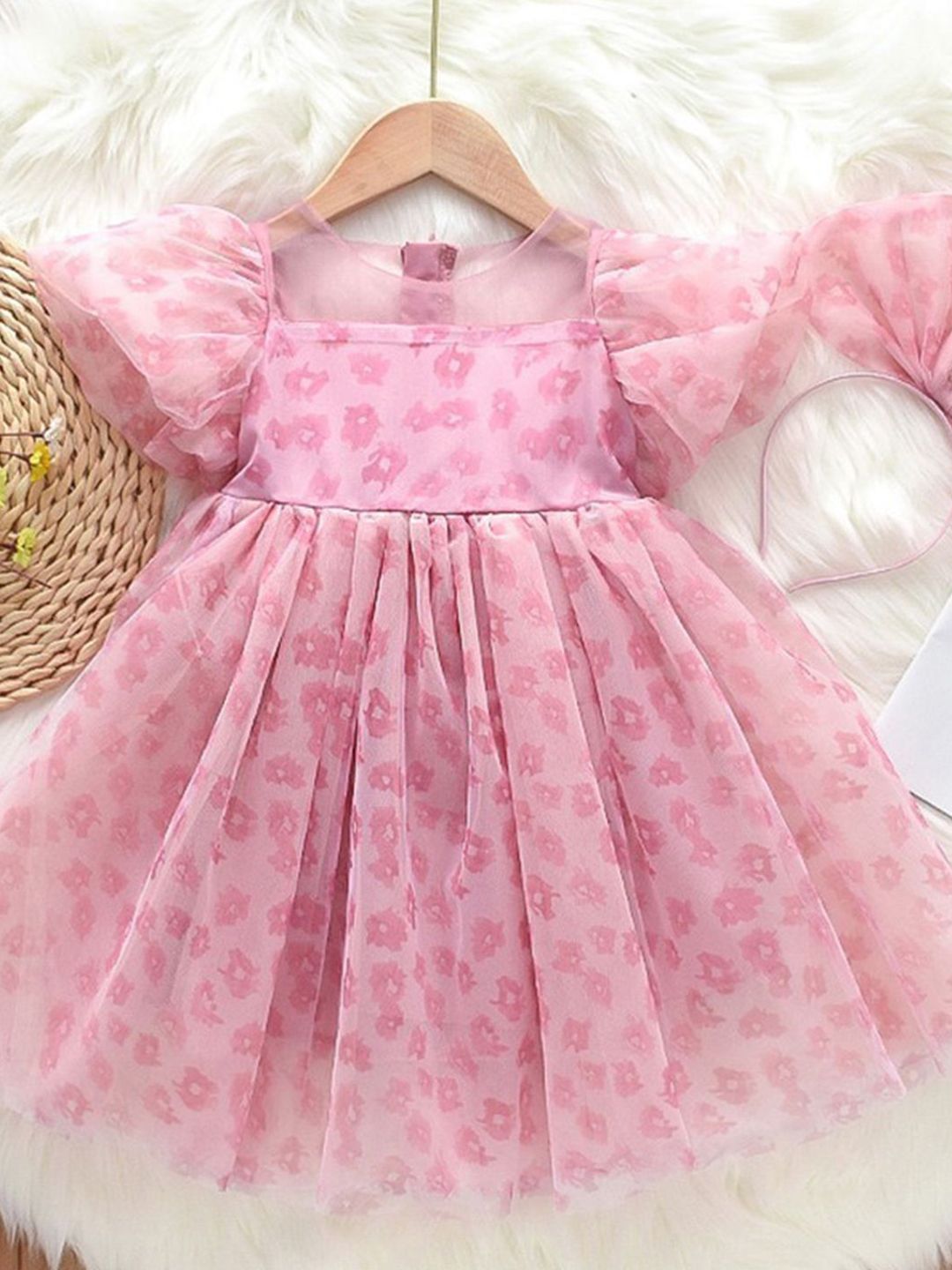 YK Girls Floral Print Empire Dress