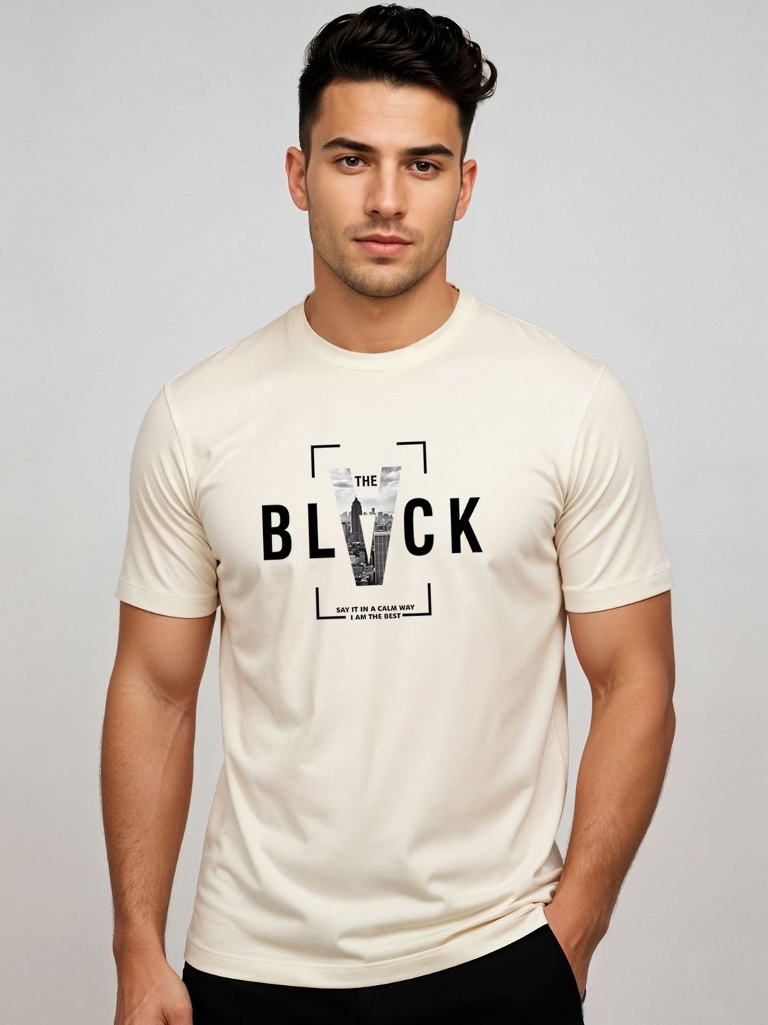 ADRO Men Typography Printed Cotton T-shirt