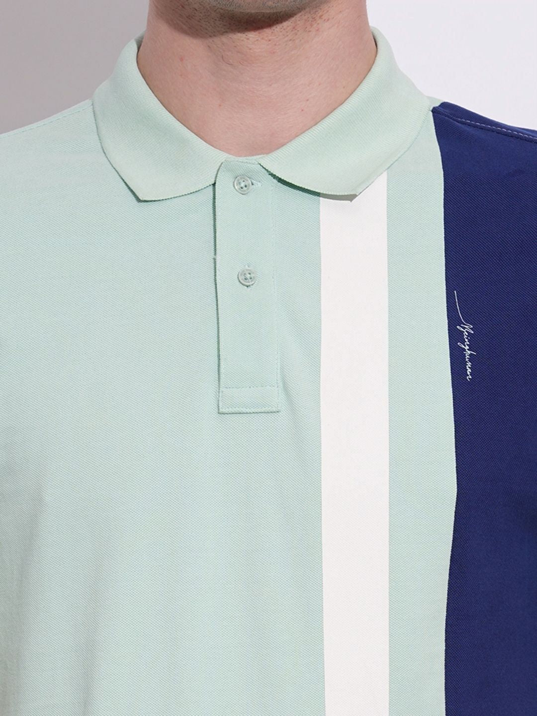 Being Human Men Colourblocked Polo Collar Cotton T-shirt