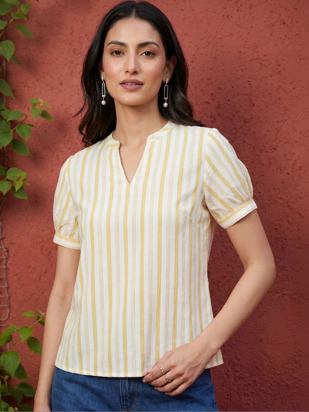 Mamicha Striped Puff Sleeve Top