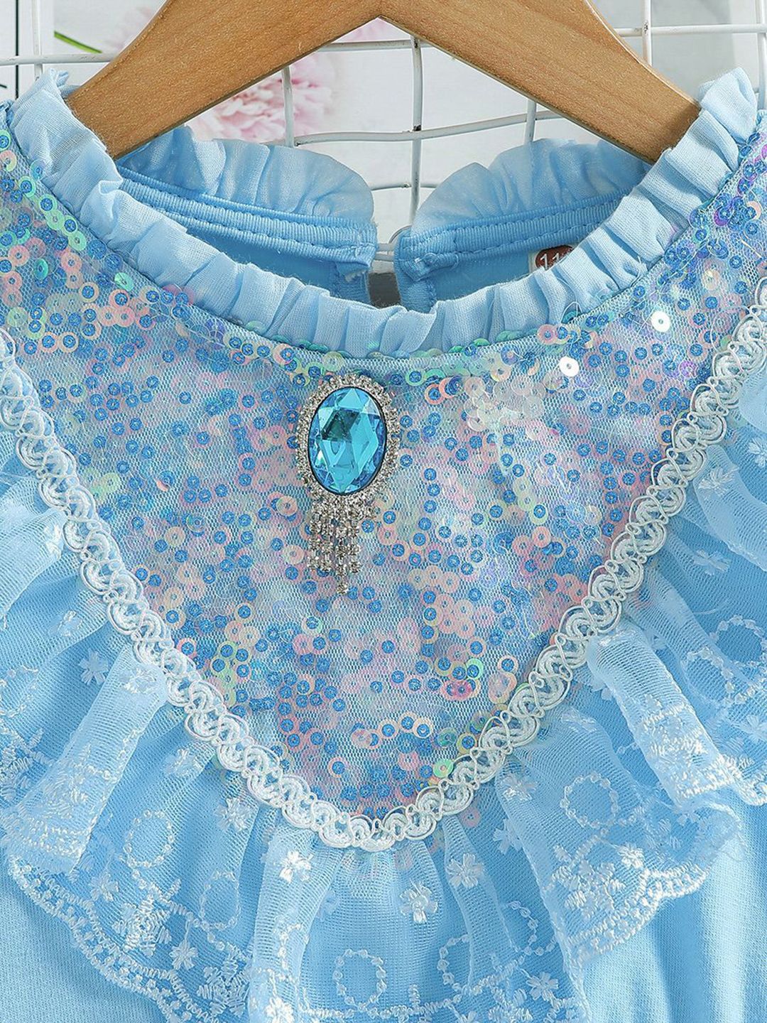 YK Girls Self Design Embellished Fit & Flare Dress