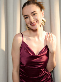 Berrylush Shoulder Straps Satin Bodycon Dress