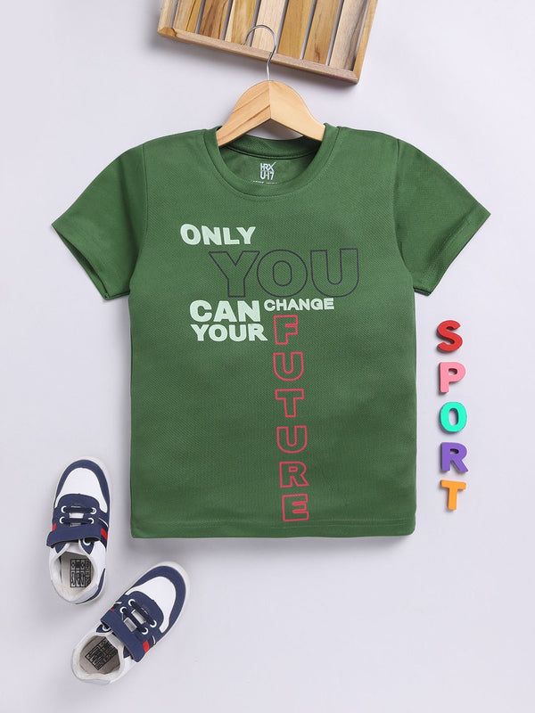 HRX by Hrithik Roshan Boys Typography Printed Rapid-Dry T-shirt