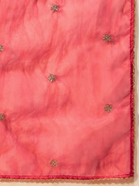 Indo Era Leheriya Embroidered Thread Work Chanderi Silk Kurta With Trousers & Dupatta