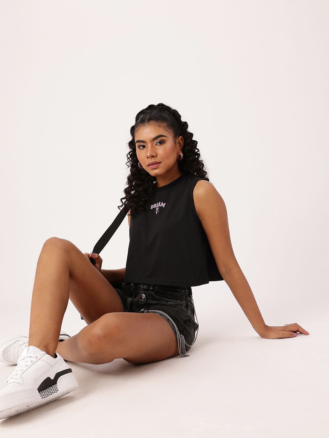 DressBerry Grunge Glam Printed Boxy Fit Crop Tshirts