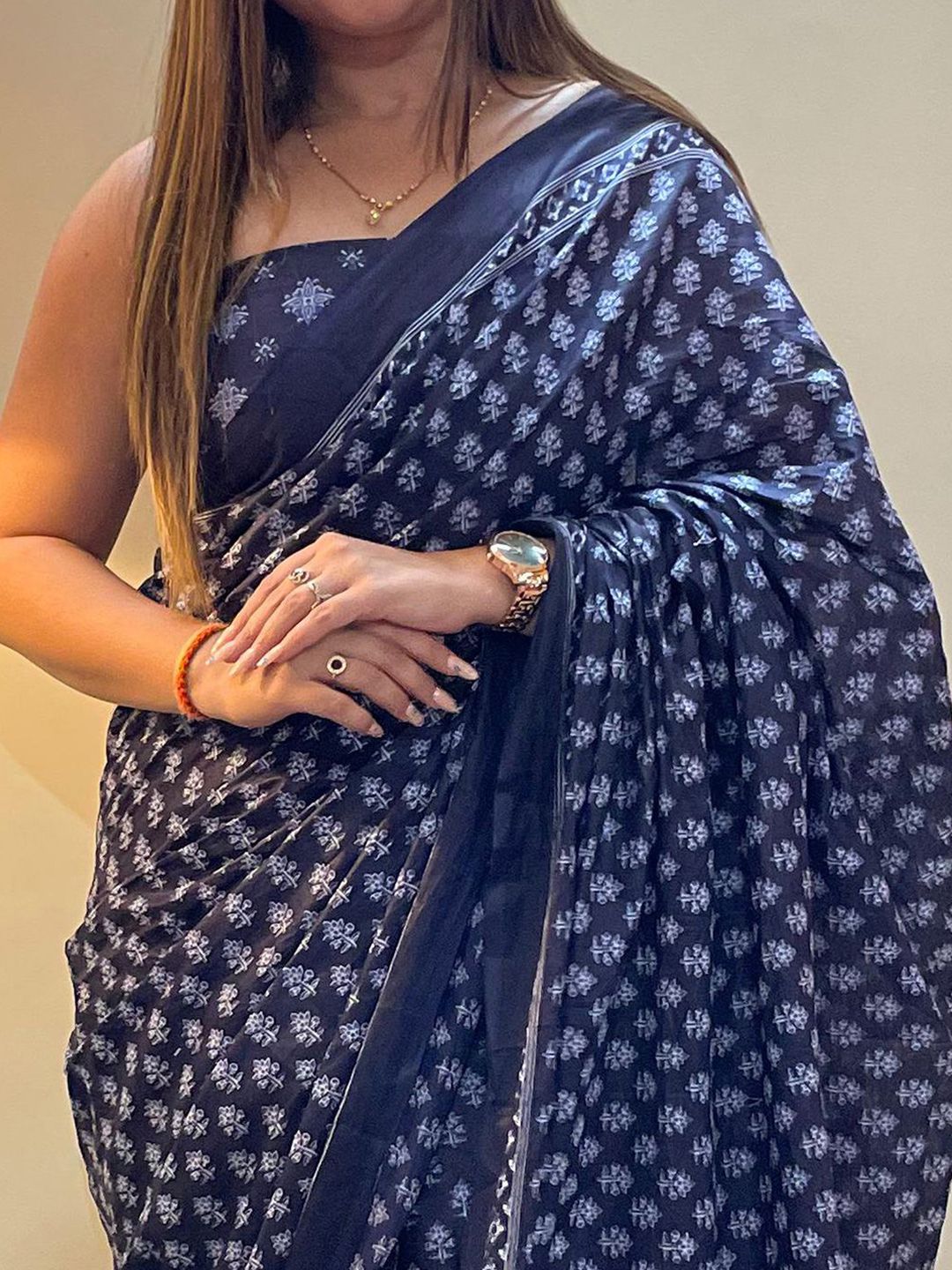 Saree mall Batik Bagh Navy Blue Sarees