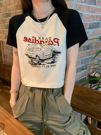 DressBerry Graphic Printed Round Neck Raglan Sleeves Pure Cotton T-shirt