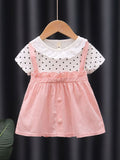 YK Polka Dot Print Cotton Fit & Flare Dress