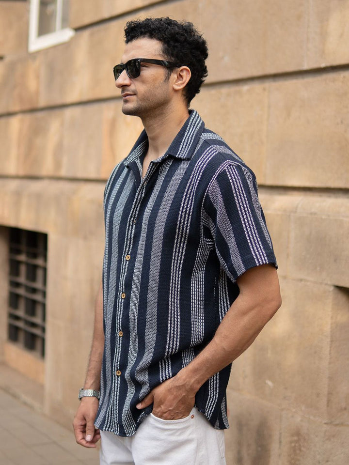 Powerlook Men Striped Spread Collar Cotton Casual Shirt