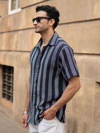 Powerlook Men Striped Spread Collar Cotton Casual Shirt