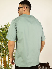 Thomas Scott Men Solid V-Neck Cotton Boxy T-Shirt