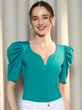 Berrylush Women Puff Sleeves T-shirt